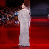 AOOKDRESS New Elie Saab Luxury Grey Crystal Sexy Open Back  فساتين السهرة vestidos de fiesta  فساتين سهره evening dresses