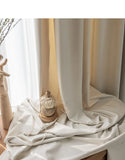 New Light Luxury Silk Flannelette White Milk Tea Cream White Nordic Bedroom Curtain Living Room