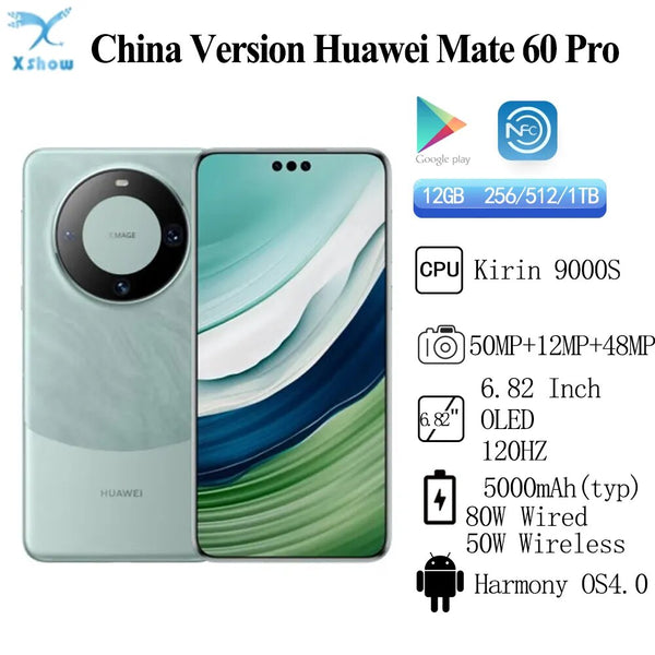 New Original Huawei Mate 60 Pro Kirin 9000S Harmony OS 4.0 50MP 6.82 Inches OLED 120Hz 5000mAh 80W Supercharge 50W Wireless