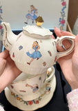 New Product Mother and Child Pot Cute Rabbit Ceramic Coffee Cup and Plate Set Tea Pot Premium Gold Painting Craft