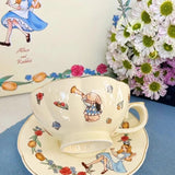 New Product Mother and Child Pot Cute Rabbit Ceramic Coffee Cup and Plate Set Tea Pot Premium Gold Painting Craft