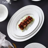 AOOKMIYA New Restaurant Elegant White Ceramic Tableware Solid Color Texture Dinnerware Sets Ceramic Bowl And Plate Set Ceramic