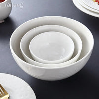 AOOKMIYA New Restaurant Elegant White Ceramic Tableware Solid Color Texture Dinnerware Sets Ceramic Bowl And Plate Set Ceramic