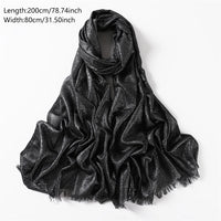 Newest Glitter Cotton Viscose Scarf Hijab Solid Color Headband Muslim Frayed Edge Shawls For Women Elegant Wraps Turban 200*80cm