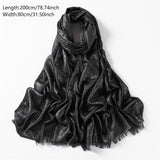 Newest Glitter Cotton Viscose Scarf Hijab Solid Color Headband Muslim Frayed Edge Shawls For Women Elegant Wraps Turban 200*80cm