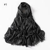 Newest Glitter Cotton Viscose Scarf Hijab Solid Color Headband Muslim Frayed Edge Shawls For Women Elegant Wraps Turban 200*80cm