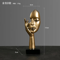 Nordic Statue Abstract Resin Desktop Miniature Ornaments Sculpture Figurines Face Character Art Crafts Office Home Decoration