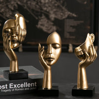 Nordic Statue Abstract Resin Desktop Miniature Ornaments Sculpture Figurines Face Character Art Crafts Office Home Decoration