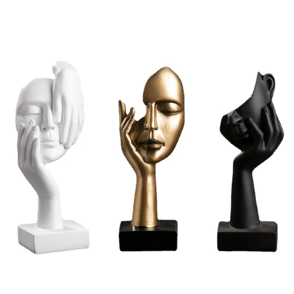 Nordic Statue Abstract Resin Desktop Miniature Ornaments Sculpture Figurines Face Character Art Crafts Office Home Decoration