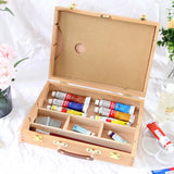 AOOKMIYA Oil Paint Suitcase Artist Wooden Table Box Easel Painting Box Portable Desktop Sketch Painting Hardware Art Supplies Gift Kids
