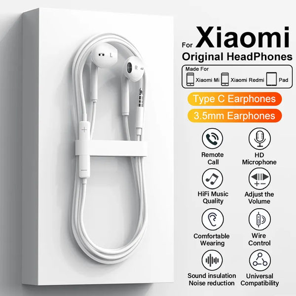 Original Headphones For Xiaomi Mi 13 Ultra Lite Redmi Note 12 Turbo 11 Pro Samsung S23 Ultra Type C 3.5mm Wired Earphones Earbud