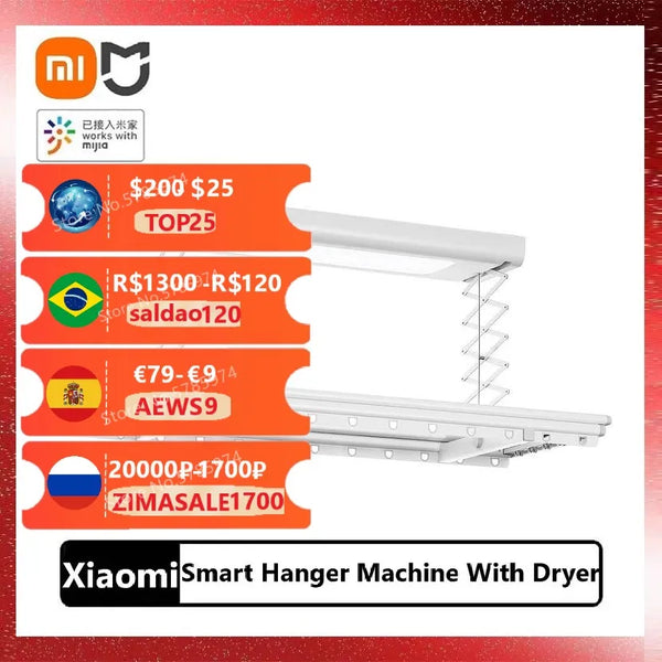 Original Xiaomi Mijia Smart Hanger Machine With Dryer Load capacity 35kg Work With Mihome APP With Airing Rod For Smart Home