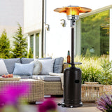 Outdoor 48000BTU Patio Heater Standing 87" Propane Gas Garden Heater With Adjustable Table And Moving Wheels Bronze Finish