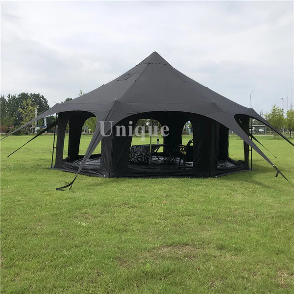 Outdoor Cotton Canvas Camping Tent, Rainproof Large Yurt, Park Tent, 4 Seasons