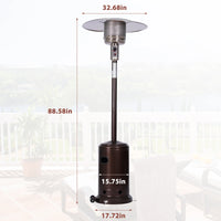 Outdoor Portable Gas Heater 88" Tall Premium Standing Patio Heater W/Auto Shut Off&Simple Ignition System Wheels&Base Reservoir