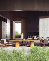 Outdoor tables and chairs, rain and sun proof, foldable camping teak villa, courtyard dining table, rattan woven garden balcony,