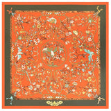 POBING Luxury Brand Silk Scarf Women Sky Lucky Birds Nest Print Square Scarves Life Tree Large Foulard Femme Twill Silk Scarf