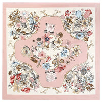 POBING Luxury Brand Silk Scarf Women Sky Lucky Birds Nest Print Square Scarves Life Tree Large Foulard Femme Twill Silk Scarf