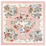 POBING Luxury Brand Silk Scarf Women Sky Lucky Birds Nest Print Square Scarves Life Tree Large Foulard Femme Twill Silk Scarf