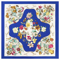 POBING Luxury Brand Silk Scarf Women Sky Lucky Birds Nest Print Square Scarves Life Tree Large Foulard Femme Twill Silk Scarf