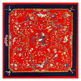 POBING Luxury Brand Silk Scarf Women Sky Lucky Birds Nest Print Square Scarves Life Tree Large Foulard Femme Twill Silk Scarf