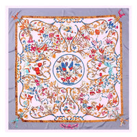 POBING Luxury Brand Silk Scarf Women Sky Lucky Birds Nest Print Square Scarves Life Tree Large Foulard Femme Twill Silk Scarf