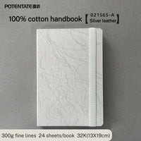 POTENTATE-Livro de papel aquarela quadrado para estudantes de arte, diário, caderno de desenho, 100% algodão, 24 folhas, 300g