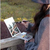 Paleta de aquarela acrílica para esboçar Mini cavalete portátil Suporte dobrável Palete de pintura Suprimentos de pintura de viagem de estudante