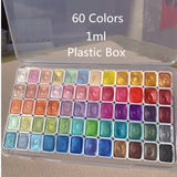 AOOKMIYA Panchromatic 2.3ml 60 Colors Watercolor Preadolescent Glitter Paints Set Tin Box Pigment Solid Paint Set Palette for Students