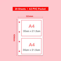 Pasta PVC Portfolio para Documentos, Pasta 4-Ring, Pasta Binder, Organizador de Documentos, Arte, Desenho, Papel, Bolso, Arquivos, A3, A4, A5