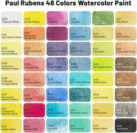 Paul Rubens Artista Grau Aquarela Pintura 48 Cores Bolos Sólidos com Caixa de Metal Portátil para Artistas Iniciantes Aquarela Escova