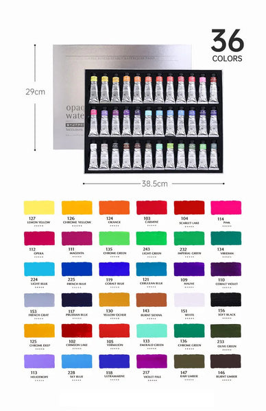 Paul Rubens Opaque Watercolor Paint Tube Set Water Color Paint Pigment 15ml  12/24/36 Colors Aquarelas for Painting Art Supplies
