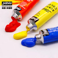 Pebeo-Tintas acrílicas para iniciantes, Pintura Têxtil, Tinta de parede pintada à mão, Pigmento DIY para sapatos, Desenho, Tubos de 12ml, 12, 18, 24 cores