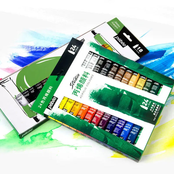 Pebeo-Tintas acrílicas para iniciantes, Pintura Têxtil, Tinta de parede pintada à mão, Pigmento DIY para sapatos, Desenho, Tubos de 12ml, 12, 18, 24 cores