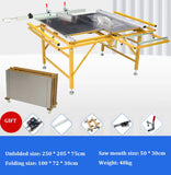 Portátil Carpintaria Push Table Saw, Dust-Free Saw, Trilho Guia de Precisão, Folding Painel elétrico Saw