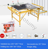 Portátil Carpintaria Push Table Saw, Dust-Free Saw, Trilho Guia de Precisão, Folding Painel elétrico Saw