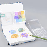 Portátil Mini Caixa de Pintura, Paleta Acrílica Transparente, Viagem Aquarela Paint Packing, Pintura Art Supplies, 9 Grids, 0.5ml