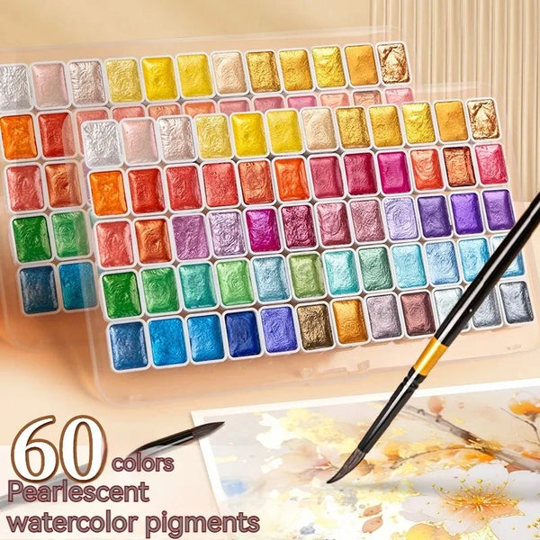 Portátil Sólida Aquarela Guache Conjunto De Pintura, De Volta Para A Escola Itens, Pigmento para Pintura, Artigos De Arte, 12 20 24 60 Cores