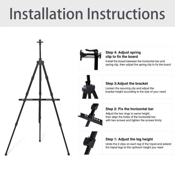 AOOKMIYA Portable Adjustable Metal Sketch Easel Stand Foldable Travel