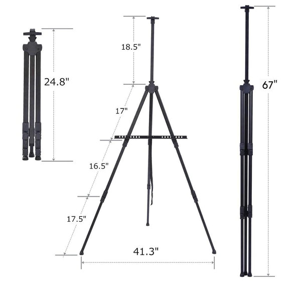 AOOKMIYA Bview Art Portable Adjustable Metal Sketch Easel Stand Foldable  Travel Easel Aluminum Alloy Easel Sketch Drawing For Art Supplie