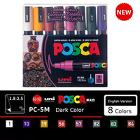 Posca Paint Marker Set, Medium Art Marcadores com Pontas Reversíveis, Papelaria Japonesa para Rock Metal Leather Ceramic Glass, PC-5M