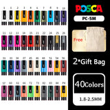 Posca Paint Marker Set, Medium Art Marcadores com Pontas Reversíveis, Papelaria Japonesa para Rock Metal Leather Ceramic Glass, PC-5M