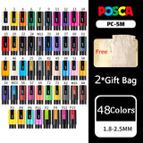 Posca Paint Marker Set, Medium Art Marcadores com Pontas Reversíveis, Papelaria Japonesa para Rock Metal Leather Ceramic Glass, PC-5M