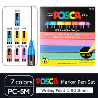 Posca Paint Marker Set, Medium Art Marcadores com Pontas Reversíveis, Papelaria Japonesa para Rock Metal Leather Ceramic Glass, PC-5M