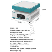 Pré-aqueça a estação de pré-aquecimento, placa quente eletrônica, aquecimento lâmpada LED, desoldering, PCB, SMD, 200x200mm, 110 V, 220V