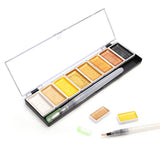 Premium 5/8 cores cor de água sólida conjunto metálico ouro pigmento pintura com escova de água para pintura do artista aquarelas arte suprimentos