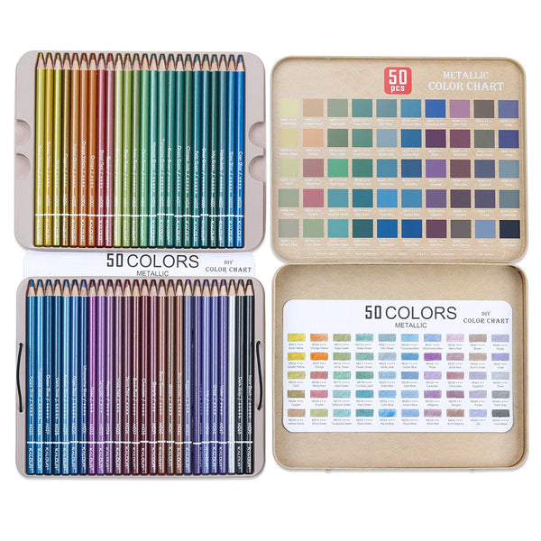 KALOUR 180 Color Pencil Set Soft Oil Colored Pencils for Drawing Non-toxic  Wood with 12 Pcs Metallic Color Pencils Tin Set