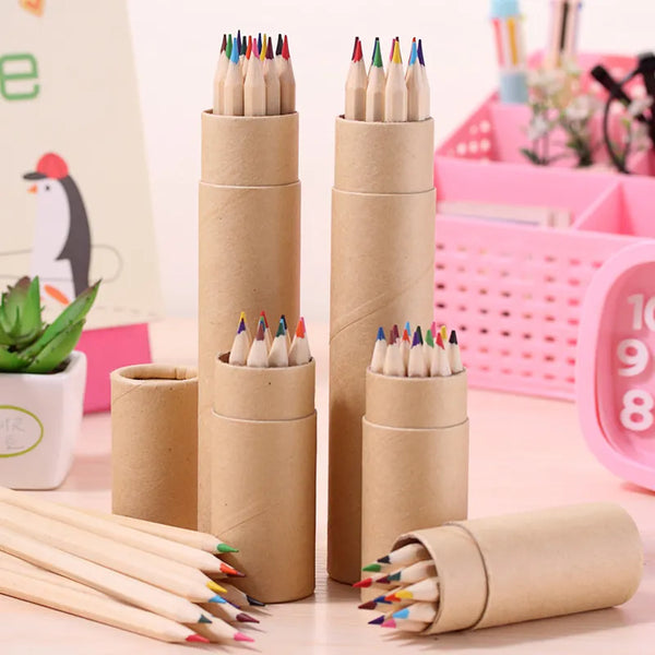 Professional 12 Color Pencil Crayon for Child Kawaii School Supplies 2023 Stationery Batch Barreled Oily Colored Pencil Art Tool