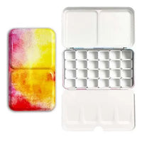 AOOKMIYA Professional Empty Palette Painting Storage Tray Paint Tin Iron Box with Pans For Watercolor/Oil/ Acrylic Paints Art Supplies