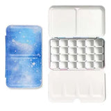 AOOKMIYA Professional Empty Palette Painting Storage Tray Paint Tin Iron Box with Pans For Watercolor/Oil/ Acrylic Paints Art Supplies